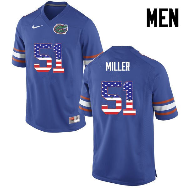 Florida Gators Men #51 Ventrell Miller College Football Jersey USA Flag Fashion Blue